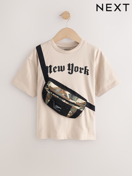 Stone/Camo Bag Pocket Short Sleeve T-Shirt (3-16yrs) (F23933) | £12 - £15