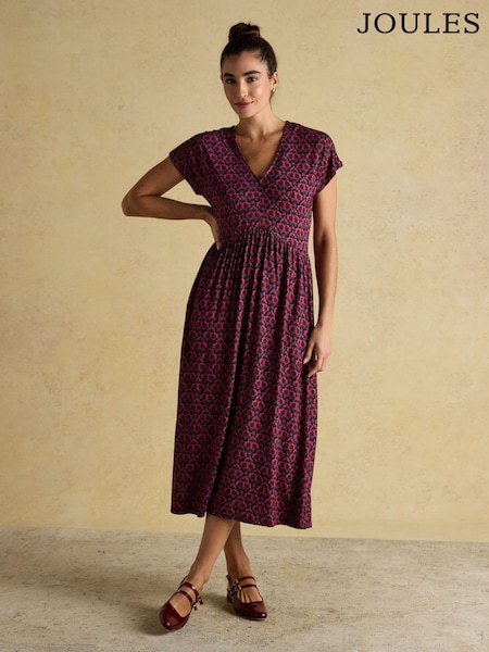 Nia Red Long Sleeve Midaxi Dress (F23951) | £45