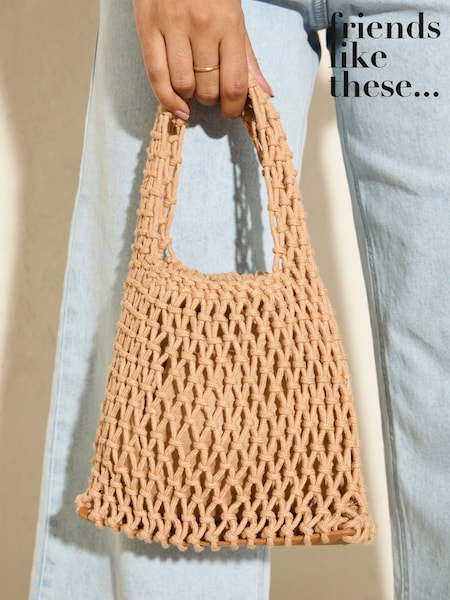Friends Like These Beige Mini Net Clutch Bag (F23982) | £22