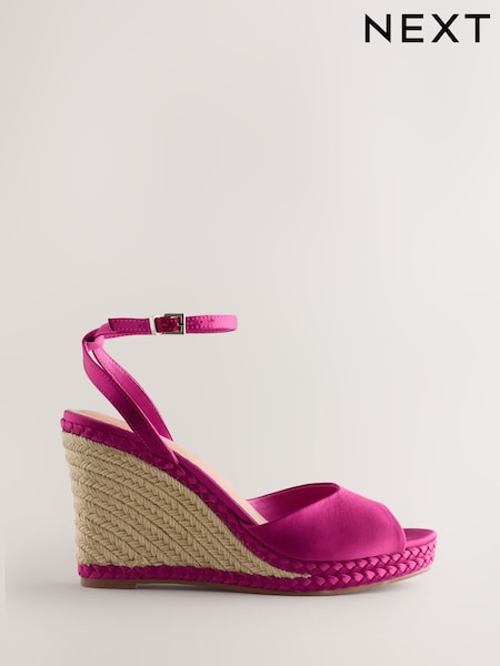 Pink Forever Comfort® Satin Plaited Wedge Heels (F24041) | £44