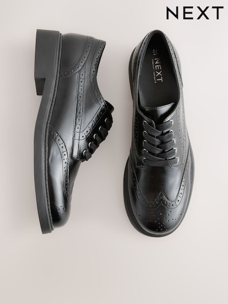 Black Forever Comfort® Chunky Brogue Lace Up Shoes (F24191) | £38