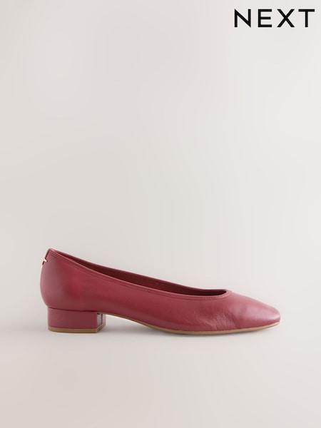 Red Forever Comfort® Premium Leather With Motionflex Low Block Round Toe Ballerina (F24217) | £58