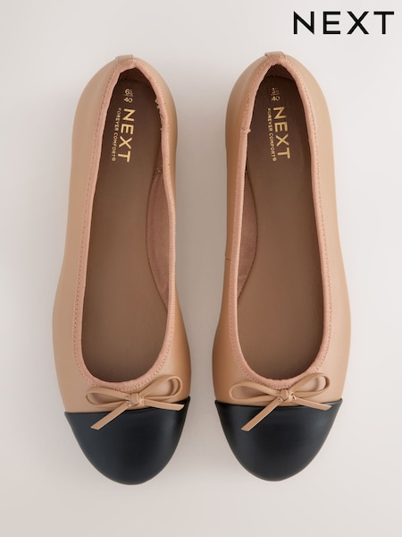 Nude Toe Cap Standard/Wide Fit Forever Comfort® Round Toe Ballerina Shoes (F24226) | £24
