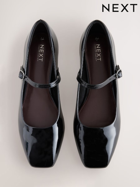 Black Patent Forever Comfort® Square Toe Mary Jane Shoes (F24232) | £32
