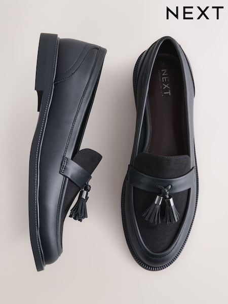 Black Forever Comfort Tassel Round Toe Loafers (F24238) | £36