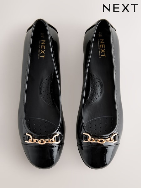 Black Forever Comfort® Chain Hardware Ballerina Flats (F24275) | £34