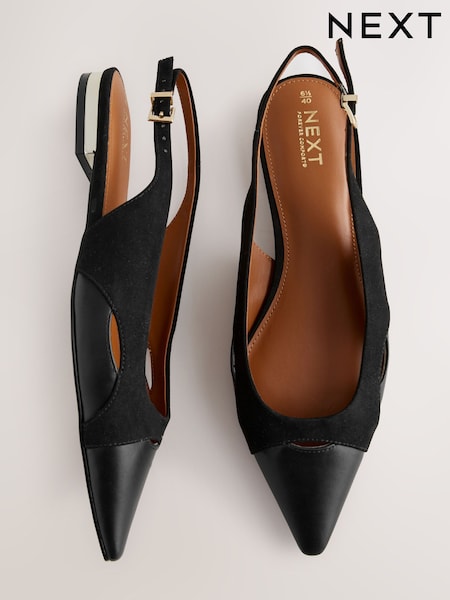 Black Forever Comfort® Pointed Toe Slingback Shoes (F24373) | £34