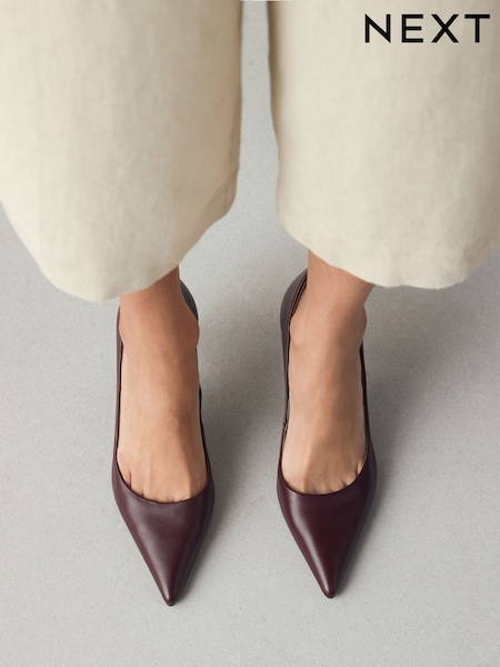Burgundy Red Extra Wide Fit Forever Comfort® Leather Mid Court Shoes (F24416) | £44