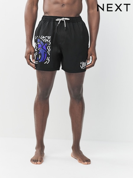 Black Jaws License Printed Swim Shorts (F24453) | £22