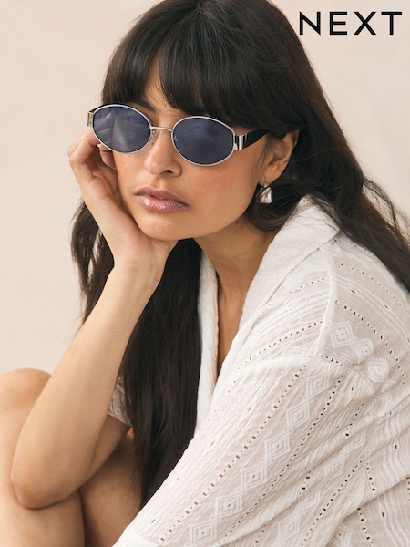 Black Tone Oval Sunglasses (F24526) | £15