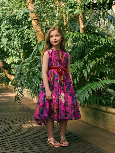 Hot Pink Floral Kew Collection Prom Dress (3-12yrs) (F24607) | £42 - £46