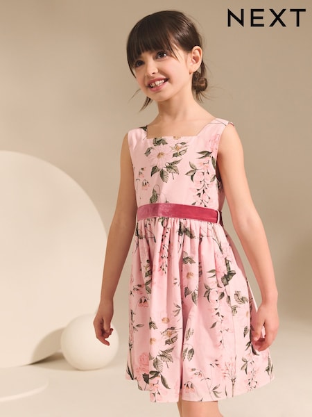 Pink Floral Print Prom Dress (3-12yrs) (F24608) | £30 - £34