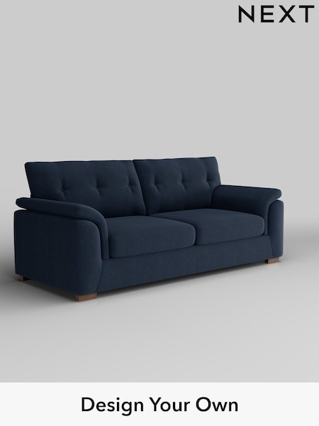 Fine Chenille Easy Clean/Dark Navy Blue Hayden Buttoned Back (F24623) | £0