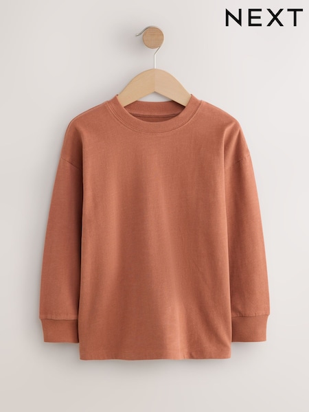 Rust Red Regular Fit Long Sleeve Cosy T-Shirt (3-16yrs) (F24726) | £5 - £8