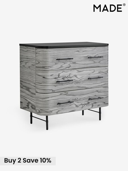 MADE.COM Grey Pine Effect Zeke 3 Drawer Chest of Drawer (F24743) | £399