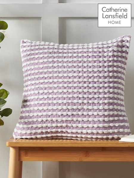 Catherine Lansfield Lilac Stab Stitch Cushion (F24755) | £17