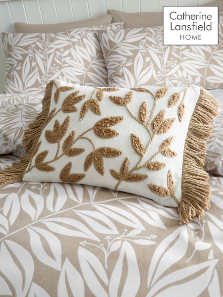 Catherine Lansfield Natural Tufted Sorrel Leaf Cotton Cushion (F24761) | £17