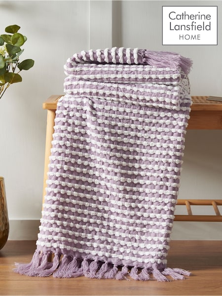 Catherine Lansfield Lilac Stab Stitch Throw (F24763) | £33
