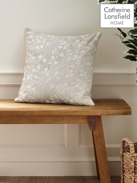 Catherine Lansfield Natural Brooke Floral Cushion (F24764) | £19