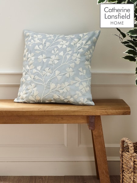 Catherine Lansfield Duck Egg Blue Brooke Floral Cushion (F24769) | £19