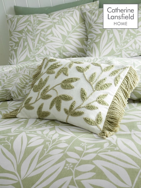 Catherine Lansfield Green Tufted Sorrel Leaf Cotton Cushion (F24773) | £17