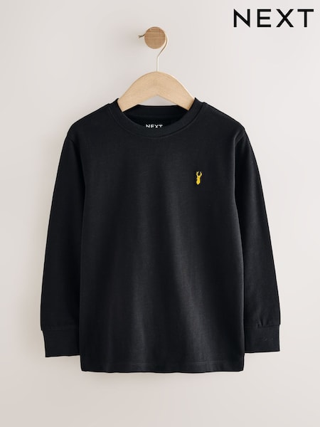 Black Long Sleeve Cosy Stag T-Shirt (3-16yrs) (F24778) | £5 - £8