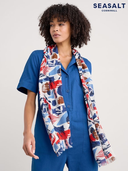 Seasalt Cornwall Blue Multi Summer Scarf (F24787) | £30