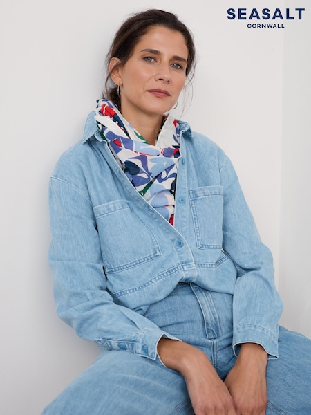 Seasalt Cornwall Blue 100% Cotton Blue New Everyday Circle Scarf (F24792) | £30