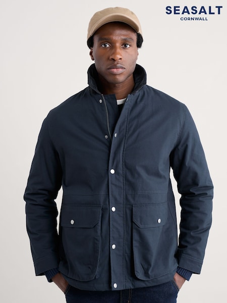 Seasalt Cornwall Blue Mens 100% Organic Cotton Marlin Coat (F24815) | £145