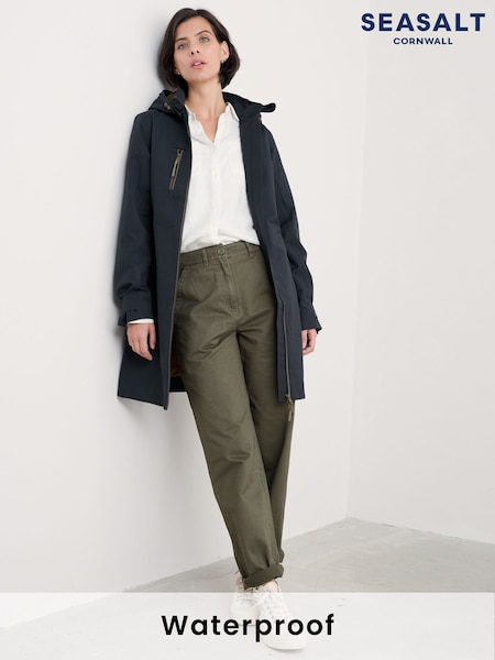 Seasalt Cornwall Blue Tall Coverack Waterproof Coat (F24833) | £160