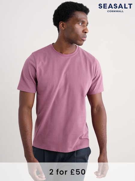 Seasalt Cornwall Pink Mens Merthen 100%  Cotton T-Shirt (F24858) | £28