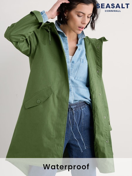 Seasalt Cornwall Blue Tall Coverack Waterproof Coat (F24877) | £165