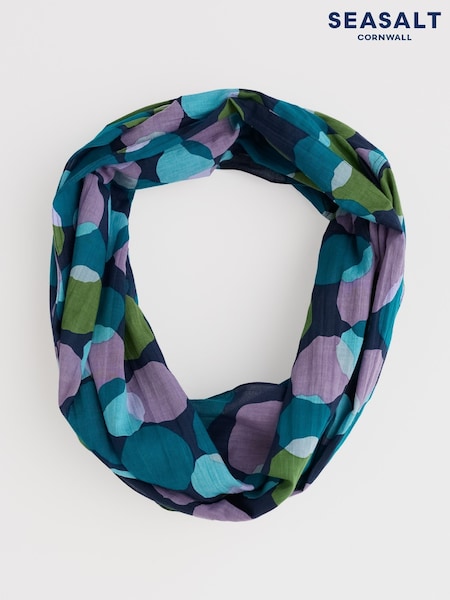 Seasalt Cornwall Blue New Everyday Circle 100% Cotton Scarf (F24886) | £30