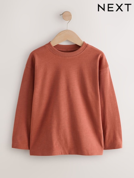 Rust Red Relaxed Fit Long Sleeve Cosy T-Shirt (3-16yrs) (F24902) | £5 - £8