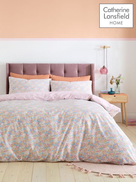 Catherine Lansfield Pink Darcy Floral Reversible Duvet Cover Set (F24982) | £17 - £35