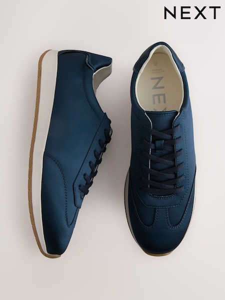 Navy Slim Forever Comfort® Satin Lace-Up Jogger Trainers (F25006) | £44