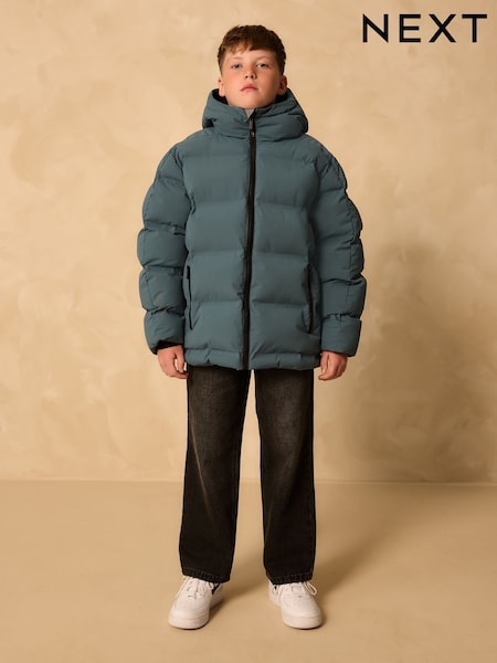 Teal Blue Shower Resistant Microfleece Lined Padded Coat (3-17yrs) (F25035) | £30 - £40