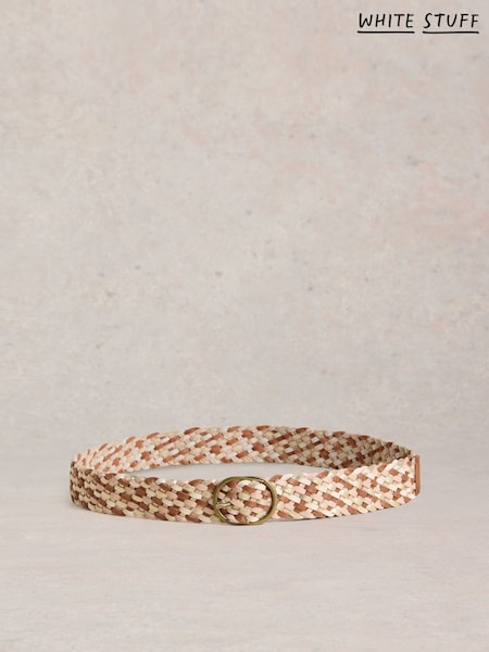 White Stuff Brown Leather Weave Belt (F25085) | £35