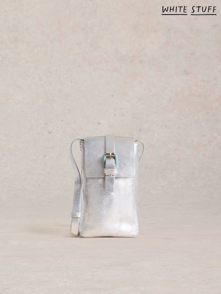 White Stuff Silver Clara Buckle Leather Phone Bag (F25089) | £35