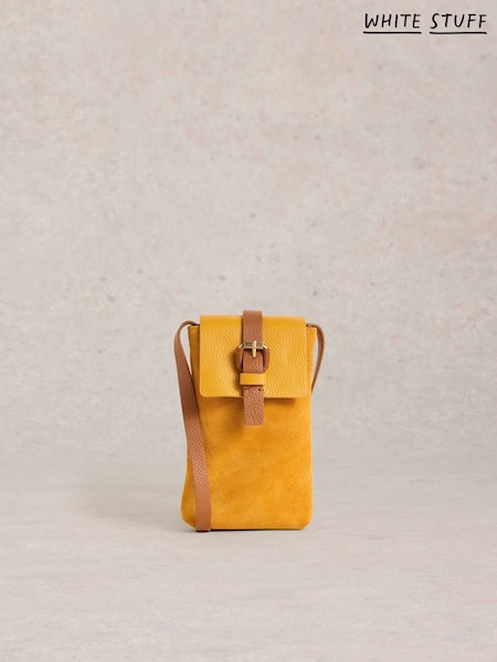 White Stuff Yellow Clara Buckle Leather Phone Bag (F25098) | £35