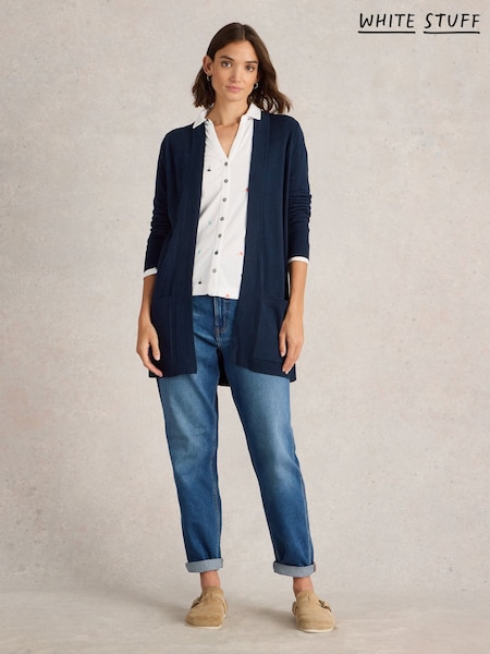 White Stuff Blue Tanya Longline Cardigan (F25119) | £55