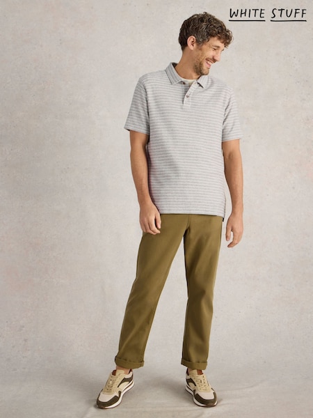 White Stuff Blue Taylor Stripe 100% Cotton Polo Shirt (F25120) | £38