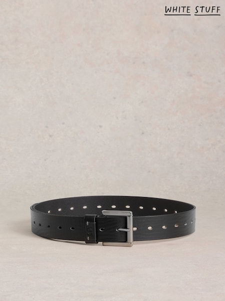White Stuff Black Multi Punch Leather Belt (F25134) | £35