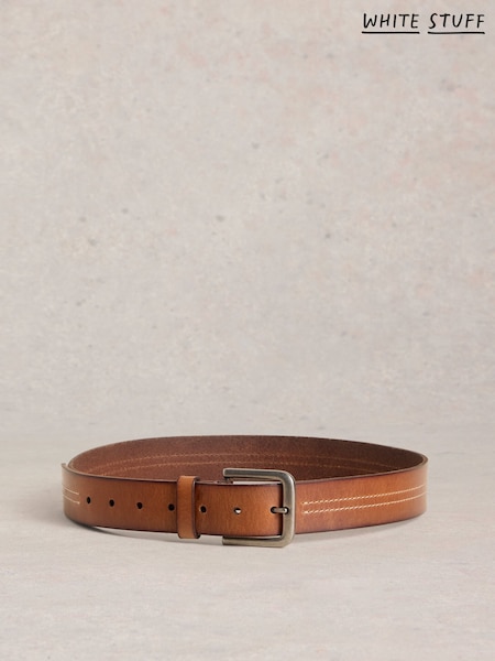White Stuff Brown Double Stitch Leather Belt (F25153) | £35