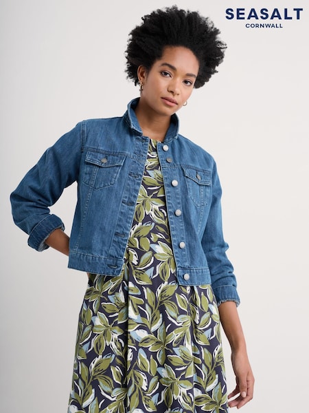 Seasalt Cornwall Blue 100% Organic Cotton Levan Well Denim Jacket (F25200) | £76