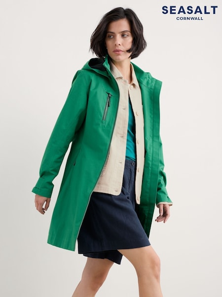 Seasalt Cornwall Green Petite Coverack Waterproof Coat (F25244) | £160