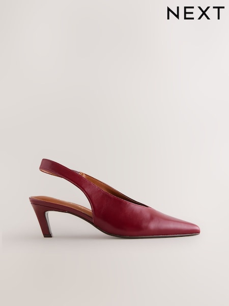 Red Forever Comfort® Leather Pointed Toe Slingback Heels (F25489) | £49