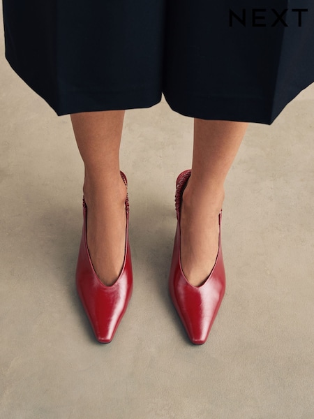 Red Forever Comfort® Pointed Toe High Cut Slingback Heels (F25491) | £36