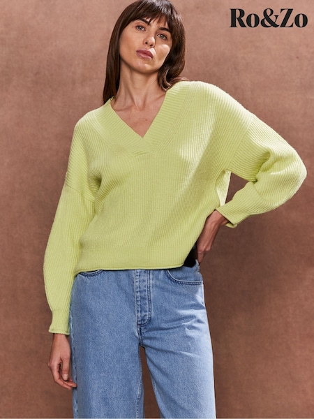 Ro&Zo Green Lime V-Neck Jumper (F25523) | £79