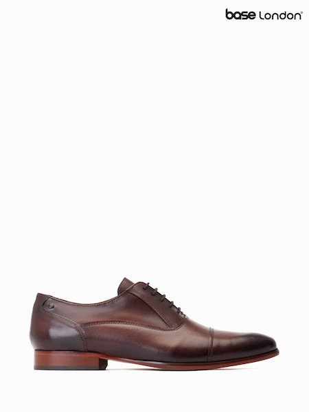 Base London Angelo Lace-Up Toe Cap Oxford Brown Shoes (F25554) | £65